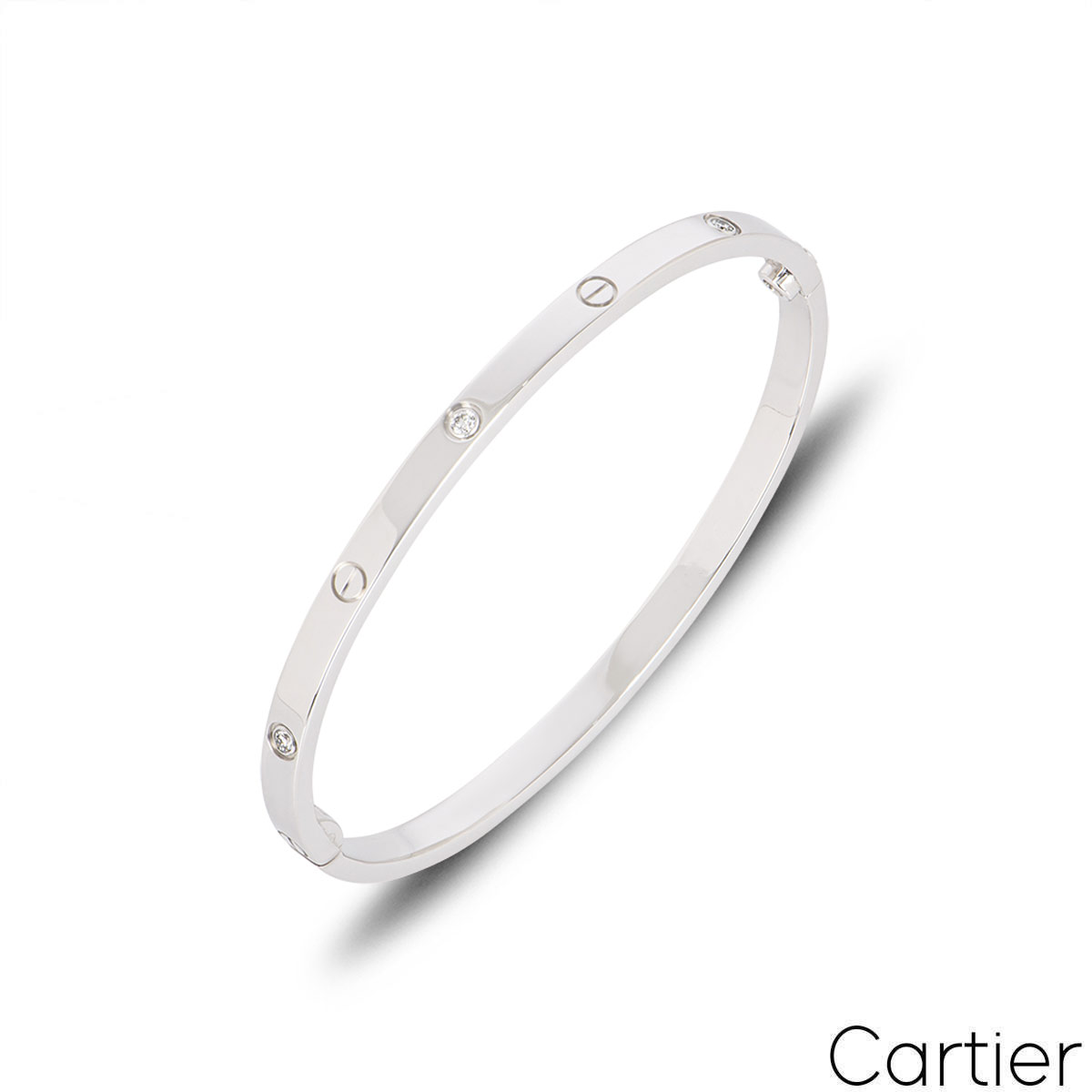 Cartier White Gold 6 Diamond SM Love Bracelet Size 17 B6047717 Cartier White Gold 6 Diamond SM Love Bracelet Size 17 B6047717